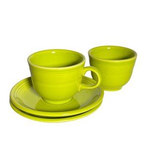 Fiesta Flat Cup & Saucer Set Of Two 2 Lemongrass by HOMER LAUGHLIN USA